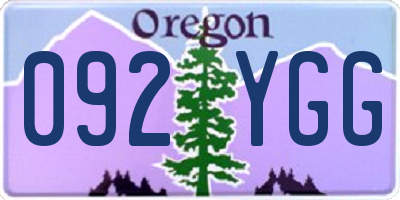 OR license plate 092YGG