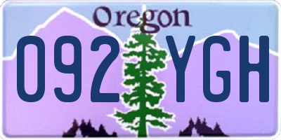OR license plate 092YGH