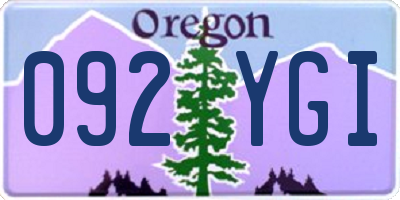 OR license plate 092YGI