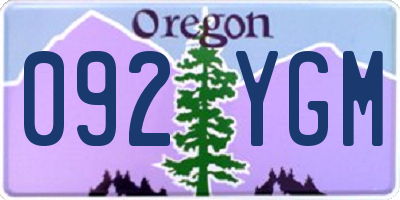 OR license plate 092YGM