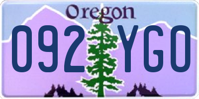 OR license plate 092YGO