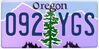 OR license plate 092YGS