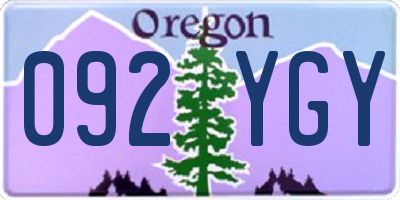 OR license plate 092YGY