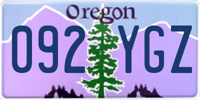 OR license plate 092YGZ