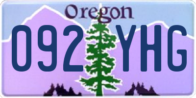 OR license plate 092YHG
