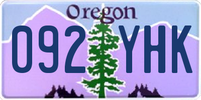 OR license plate 092YHK