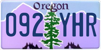 OR license plate 092YHR