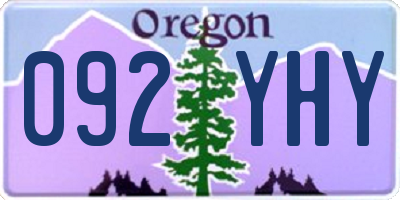OR license plate 092YHY