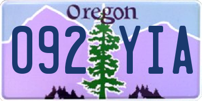 OR license plate 092YIA
