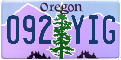 OR license plate 092YIG