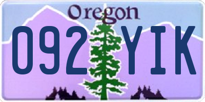 OR license plate 092YIK