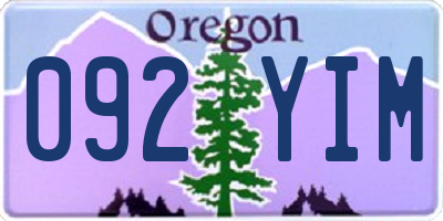 OR license plate 092YIM