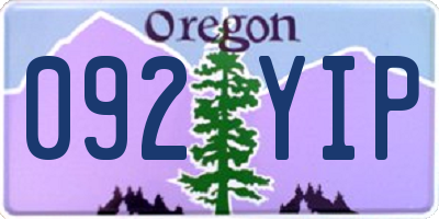 OR license plate 092YIP