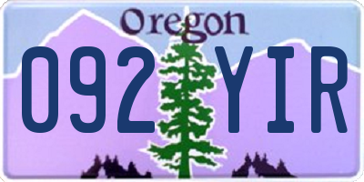 OR license plate 092YIR