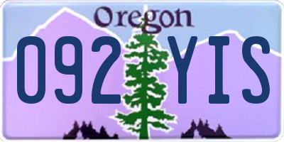 OR license plate 092YIS