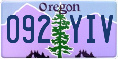 OR license plate 092YIV
