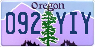 OR license plate 092YIY