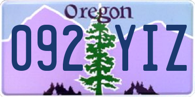 OR license plate 092YIZ