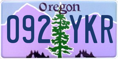 OR license plate 092YKR