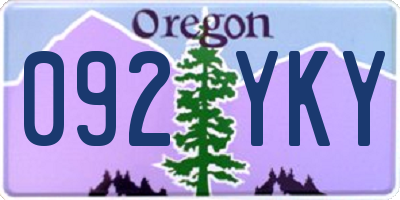 OR license plate 092YKY