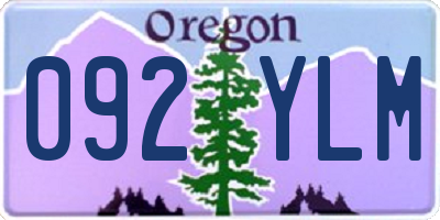 OR license plate 092YLM