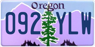OR license plate 092YLW