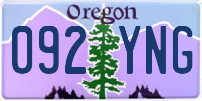 OR license plate 092YNG