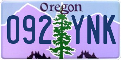 OR license plate 092YNK