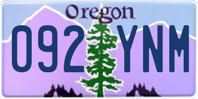 OR license plate 092YNM