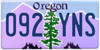 OR license plate 092YNS