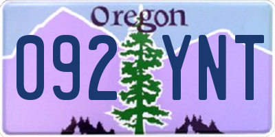 OR license plate 092YNT