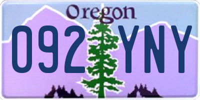 OR license plate 092YNY
