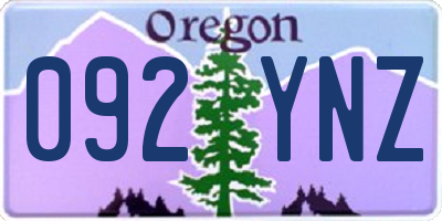 OR license plate 092YNZ