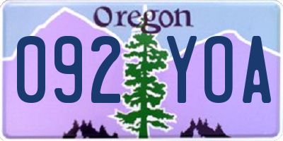 OR license plate 092YOA