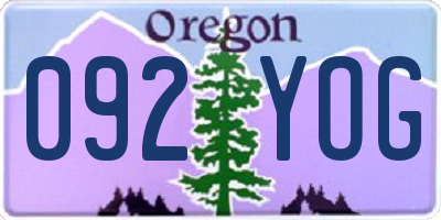 OR license plate 092YOG