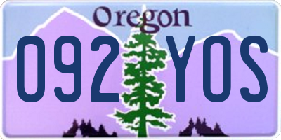 OR license plate 092YOS