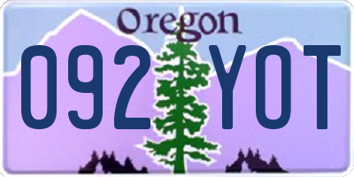 OR license plate 092YOT