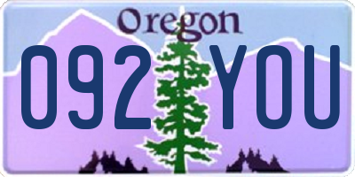 OR license plate 092YOU