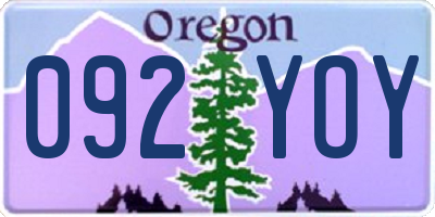 OR license plate 092YOY