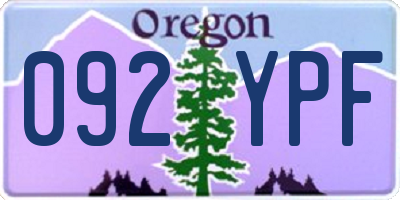 OR license plate 092YPF