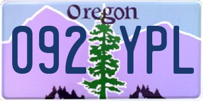 OR license plate 092YPL