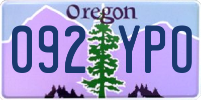 OR license plate 092YPO