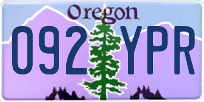 OR license plate 092YPR