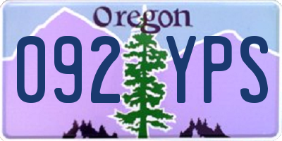 OR license plate 092YPS