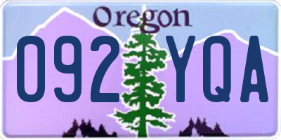 OR license plate 092YQA