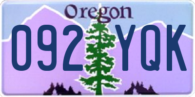 OR license plate 092YQK