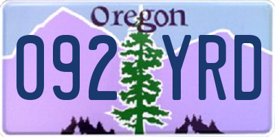 OR license plate 092YRD