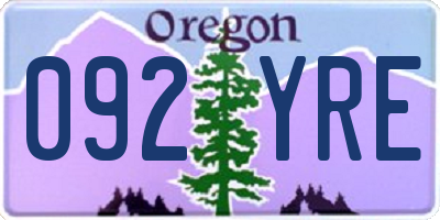 OR license plate 092YRE