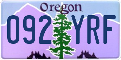 OR license plate 092YRF