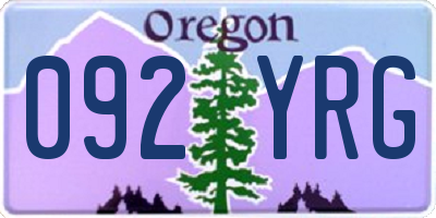OR license plate 092YRG